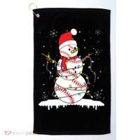 Baseball Snowman Santa Hat Christmas Baseball Player Gift Golf Towel thumb 0