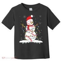 Baseball Snowman Santa Hat Christmas Baseball Player Gift Toddler T-Shirt thumb 0