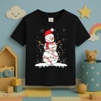 Baseball Snowman Santa Hat Christmas Baseball Player Gift Toddler T-Shirt thumb 3