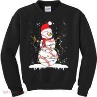 Baseball Snowman Santa Hat Christmas Baseball Player Gift Kids Sweatshirt thumb 0