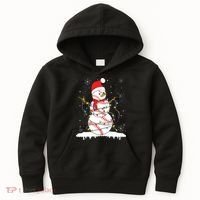 Baseball Snowman Santa Hat Christmas Baseball Player Gift Kids Hoodie thumb 0
