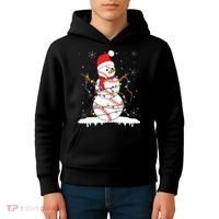 Baseball Snowman Santa Hat Christmas Baseball Player Gift Kids Hoodie thumb 4