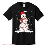 Baseball Snowman Santa Hat Christmas Baseball Player Gift Kids T-Shirt thumb 0
