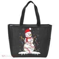 Baseball Snowman Santa Hat Christmas Baseball Player Gift Tote Bag thumb 0
