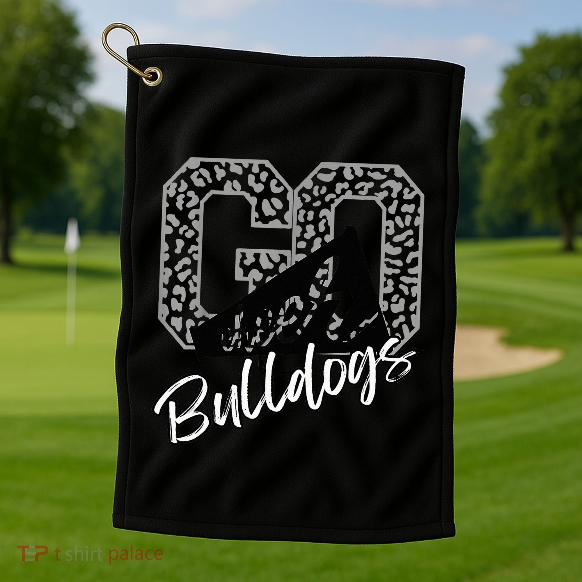 Bulldogs School Spirit Mascot Leopard Cheer Fan Game Day Golf Towel