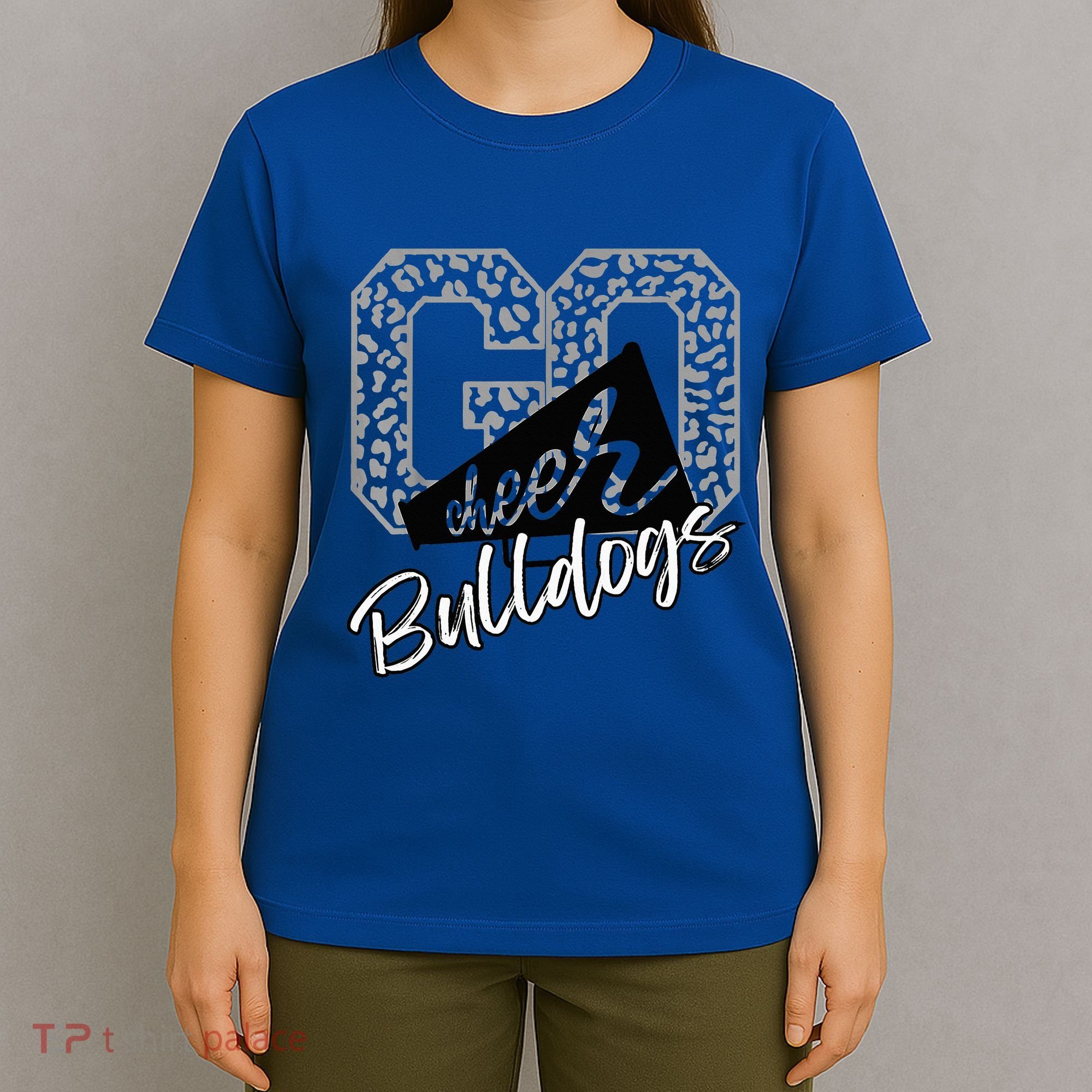 Bulldogs School Spirit Mascot Leopard Cheer Fan Game Day T-Shirt
