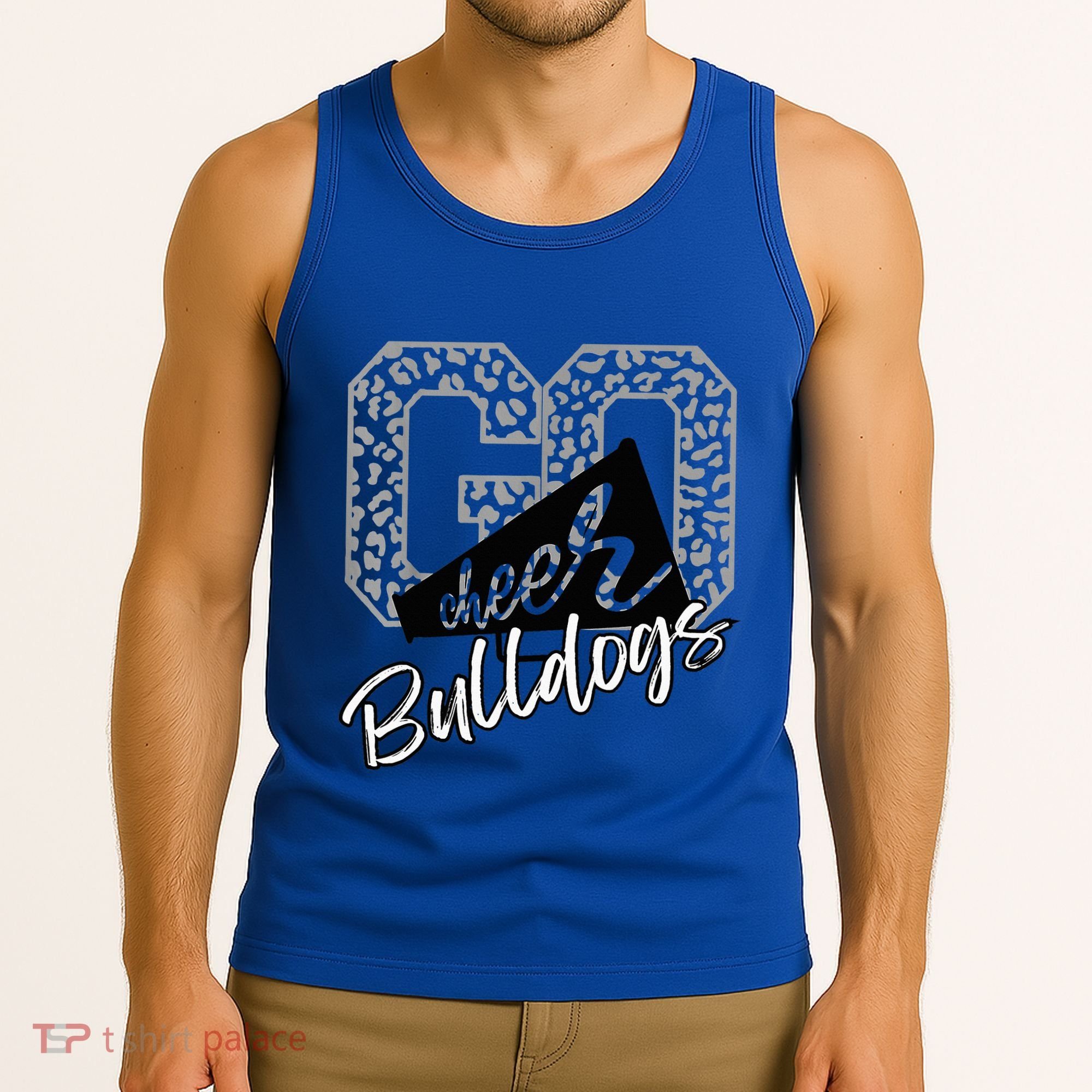 Bulldogs School Spirit Mascot Leopard Cheer Fan Game Day Tank Top