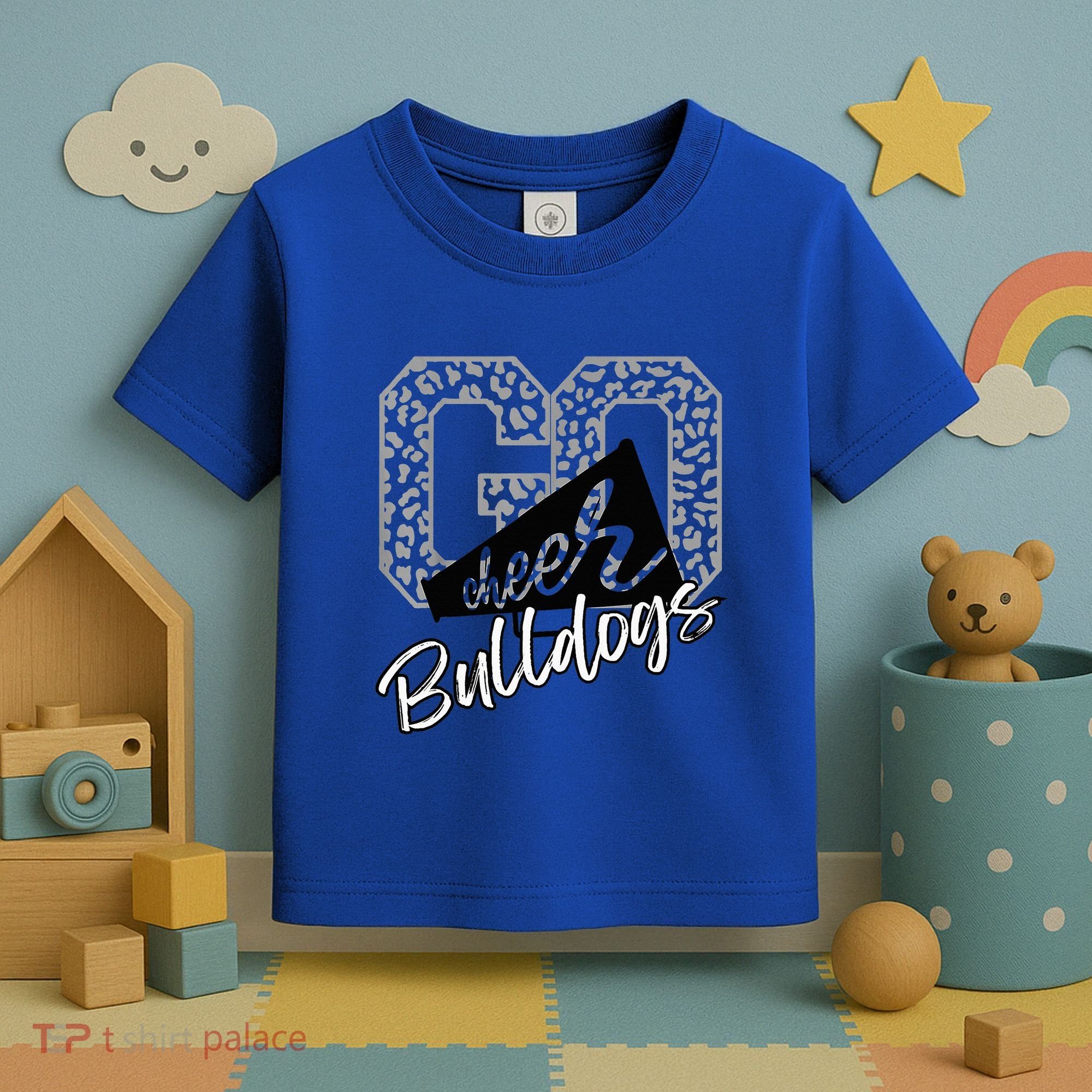 Bulldogs School Spirit Mascot Leopard Cheer Fan Game Day Toddler T-Shirt