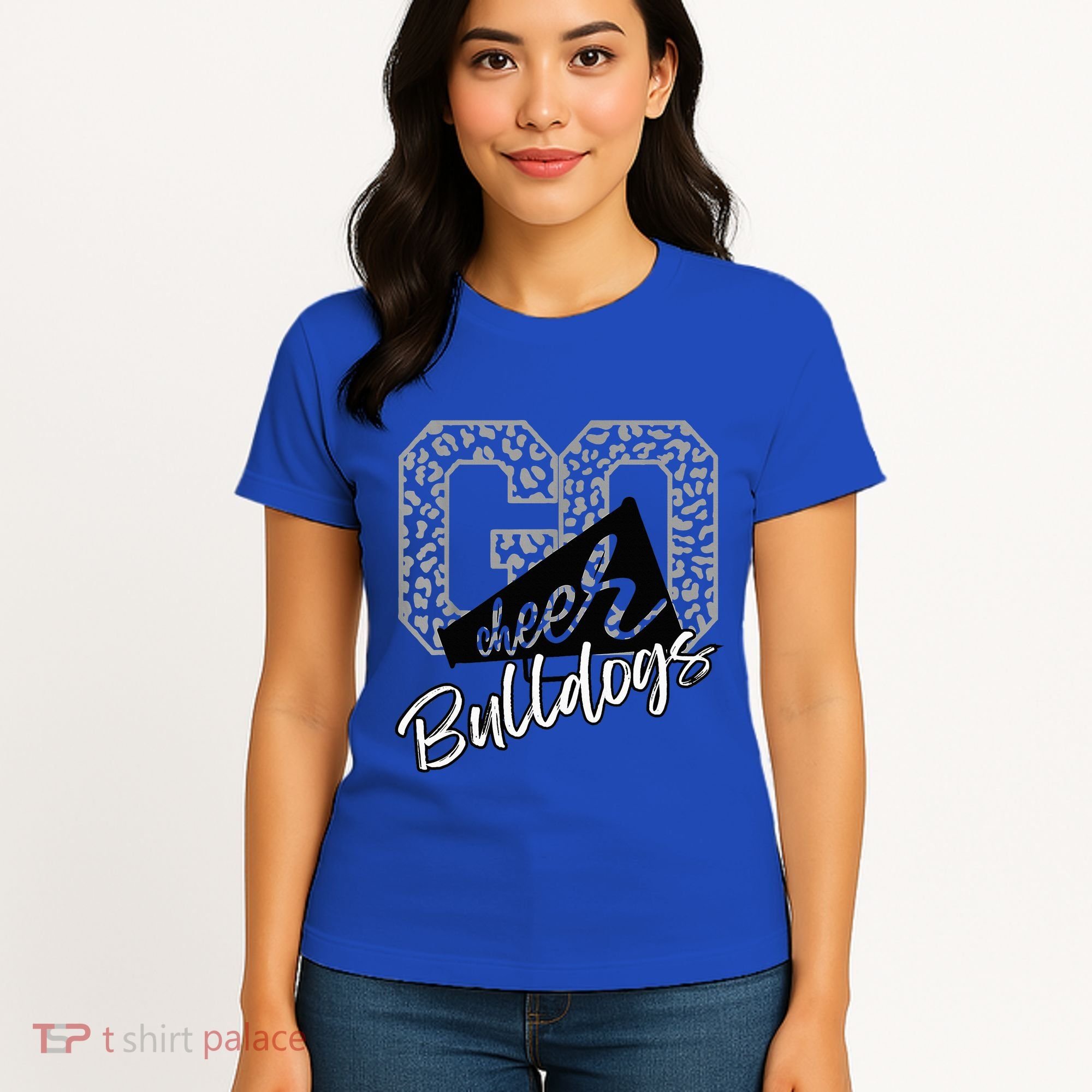 Bulldogs School Spirit Mascot Leopard Cheer Fan Game Day Women's T-Shirt
