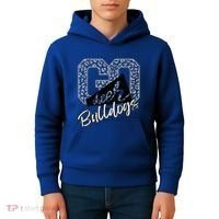 Bulldogs School Spirit Mascot Leopard Cheer Fan Game Day Kids Hoodie thumb 4