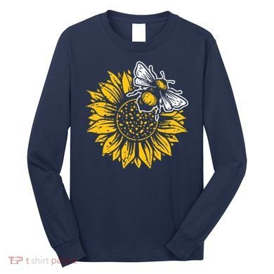 Bumblebee Sunflower Springtime Save The Bees Honeybee Long Sleeve Shirt