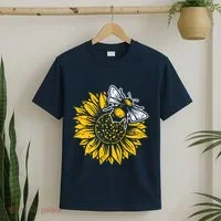 Bumblebee Sunflower Springtime Save The Bees Honeybee T-Shirt thumb 2