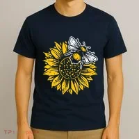 Bumblebee Sunflower Springtime Save The Bees Honeybee T-Shirt thumb 3