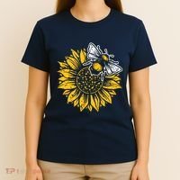 Bumblebee Sunflower Springtime Save The Bees Honeybee T-Shirt thumb 4