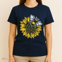 Bumblebee Sunflower Springtime Save The Bees Honeybee T-Shirt thumb 4