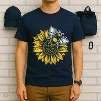 Bumblebee Sunflower Springtime Save The Bees Honeybee T-Shirt thumb 6