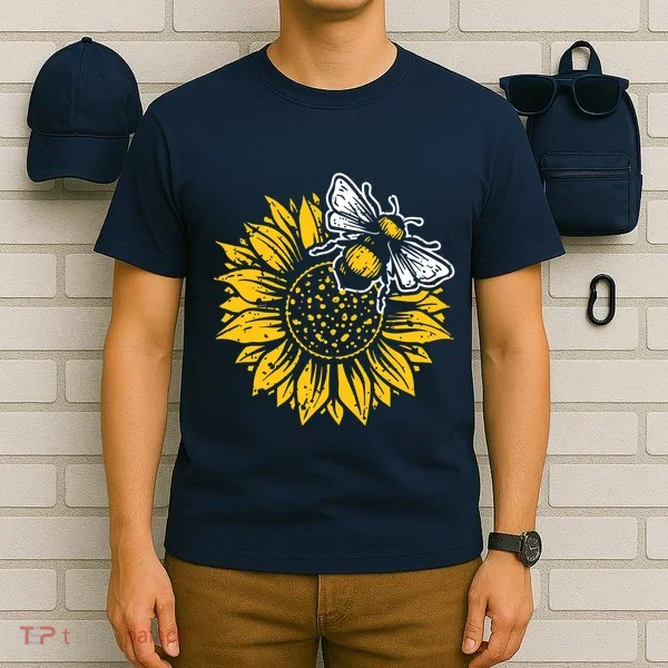 Bumblebee Sunflower Springtime Save The Bees Honeybee T-Shirt