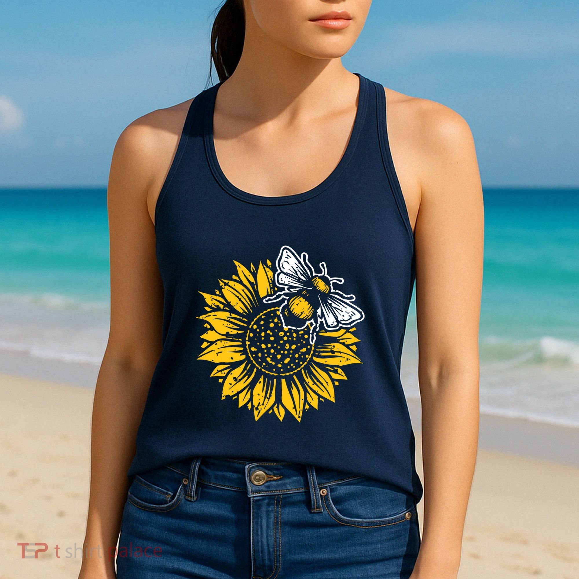 Bumblebee Sunflower Springtime Save The Bees Honeybee Women's Tank Top