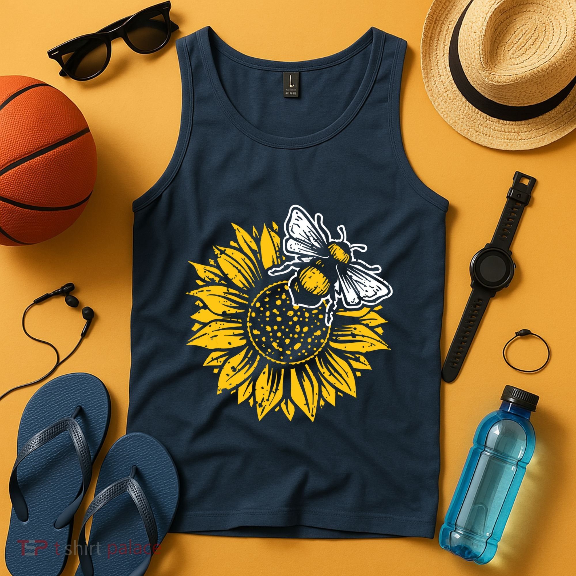 Bumblebee Sunflower Springtime Save The Bees Honeybee Tank Top