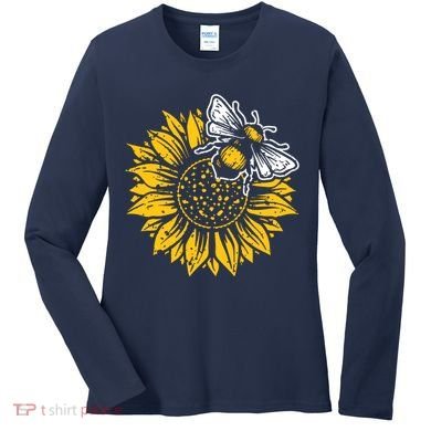 Bumblebee Sunflower Springtime Save The Bees Honeybee Women's Long Sleeve Shirt