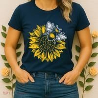 Bumblebee Sunflower Springtime Save The Bees Honeybee Women's T-Shirt thumb 2