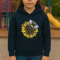 Bumblebee Sunflower Springtime Save The Bees Honeybee Kids Hoodie thumb 3