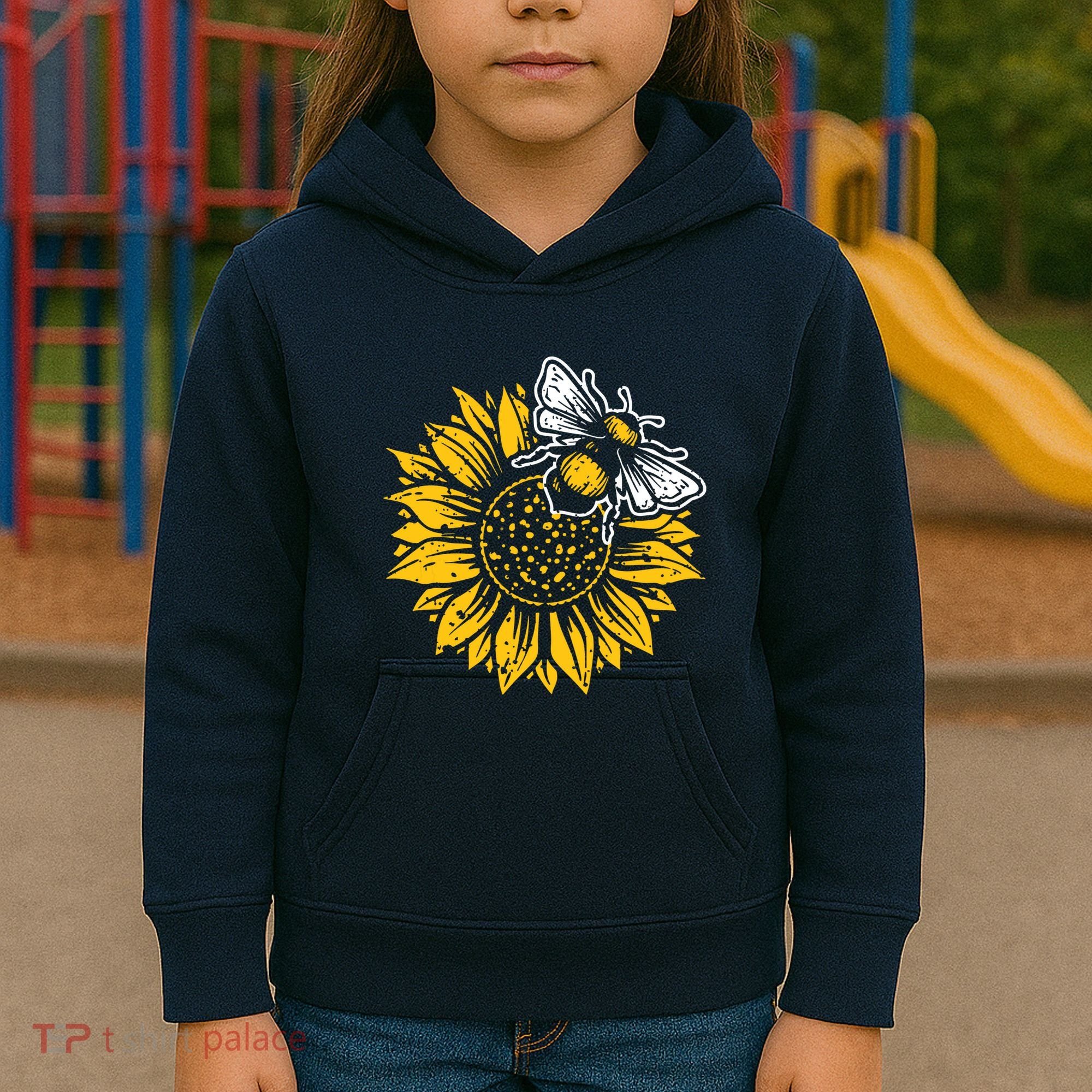 Bumblebee Sunflower Springtime Save The Bees Honeybee Kids Hoodie