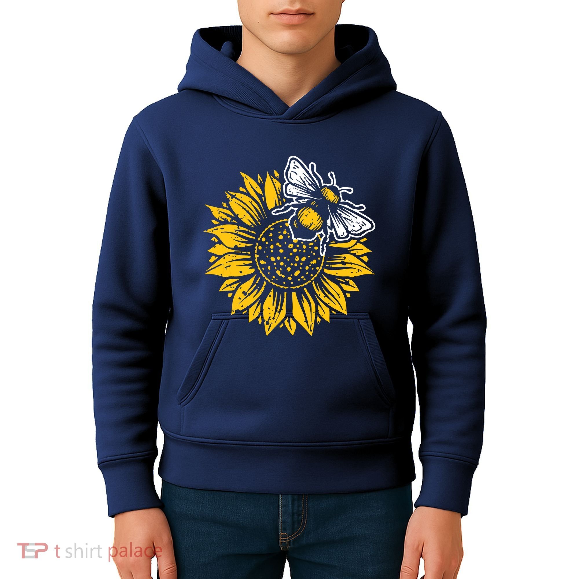 Bumblebee Sunflower Springtime Save The Bees Honeybee Kids Hoodie