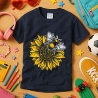 Bumblebee Sunflower Springtime Save The Bees Honeybee Kids T-Shirt thumb 3