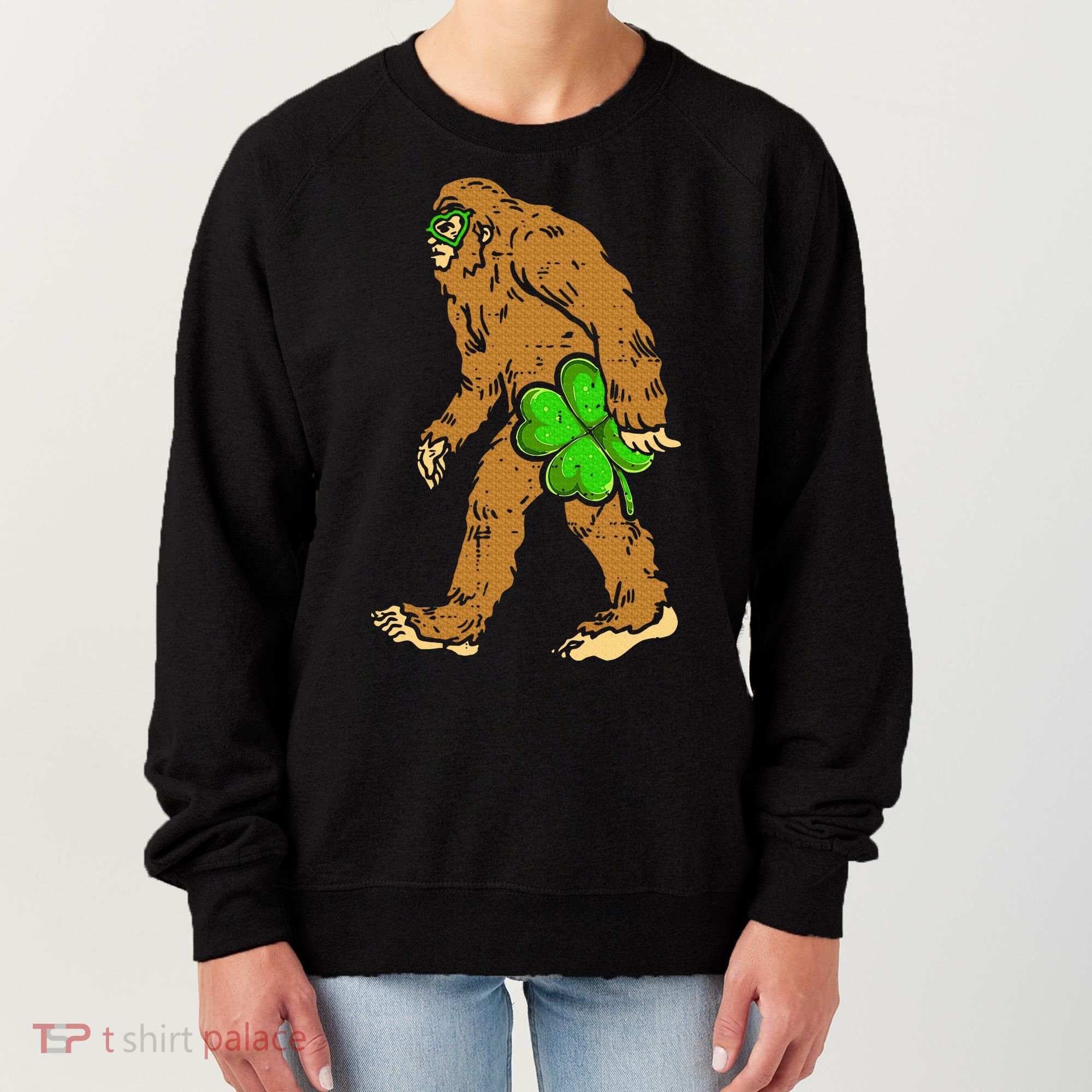 Bigfoot Shamrock Sasquatch Irish Women's Sweatshirt