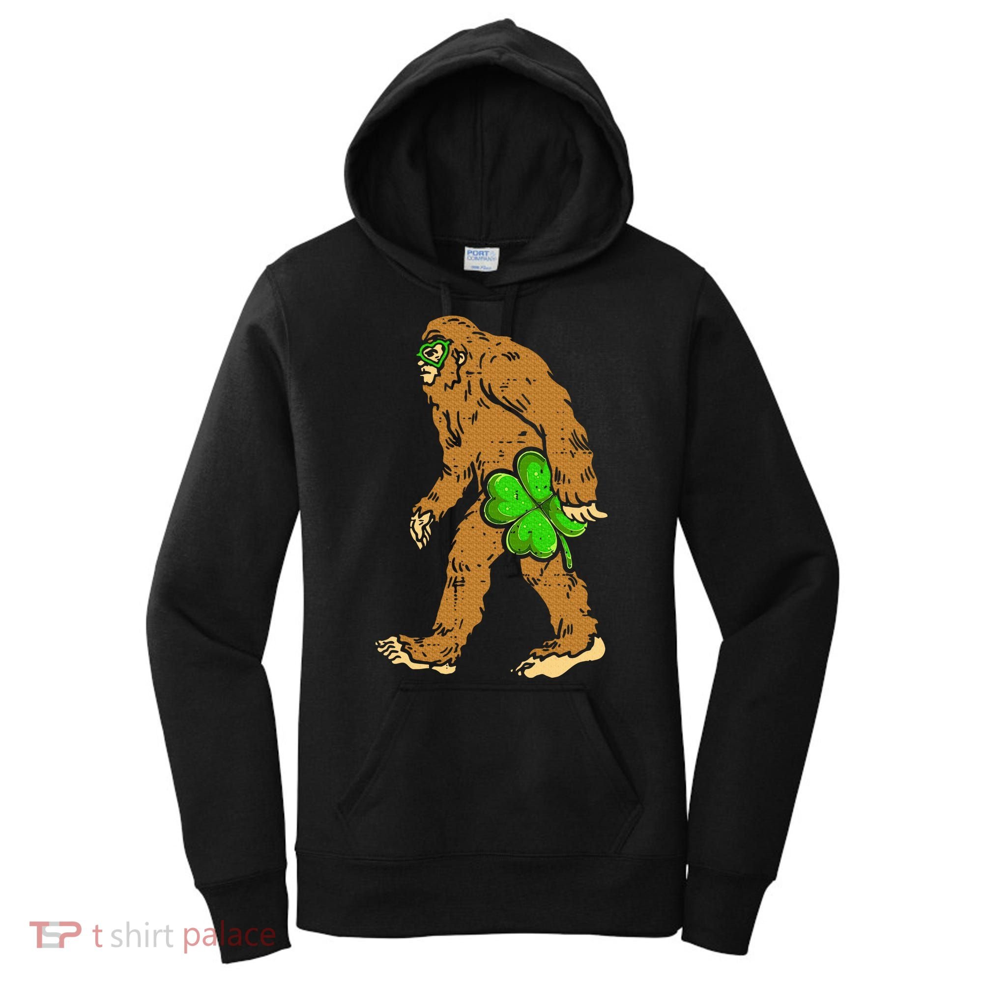 Bigfoot Shamrock Sasquatch Irish Women's Hoodie