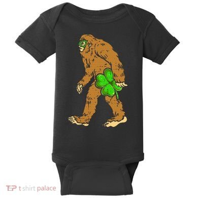 Bigfoot Shamrock Sasquatch Irish Baby Bodysuit