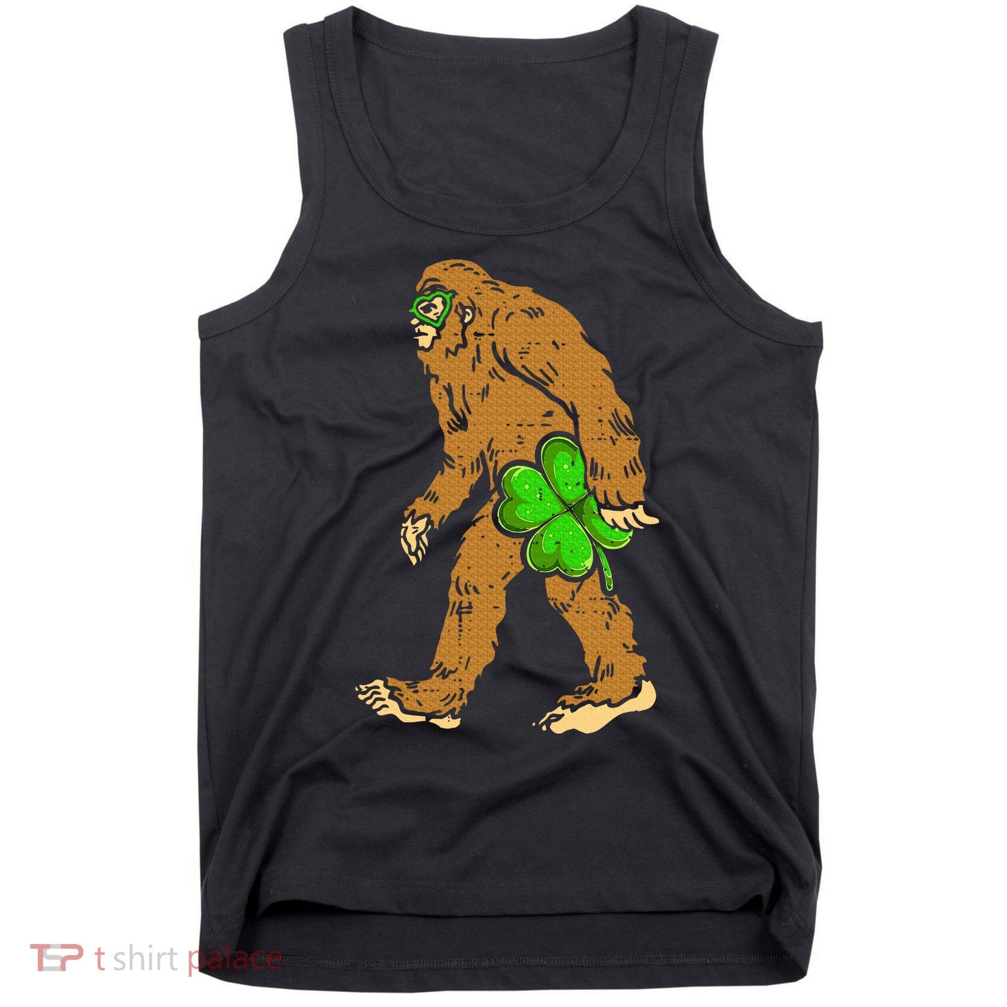 Bigfoot Shamrock Sasquatch Irish Tank Top