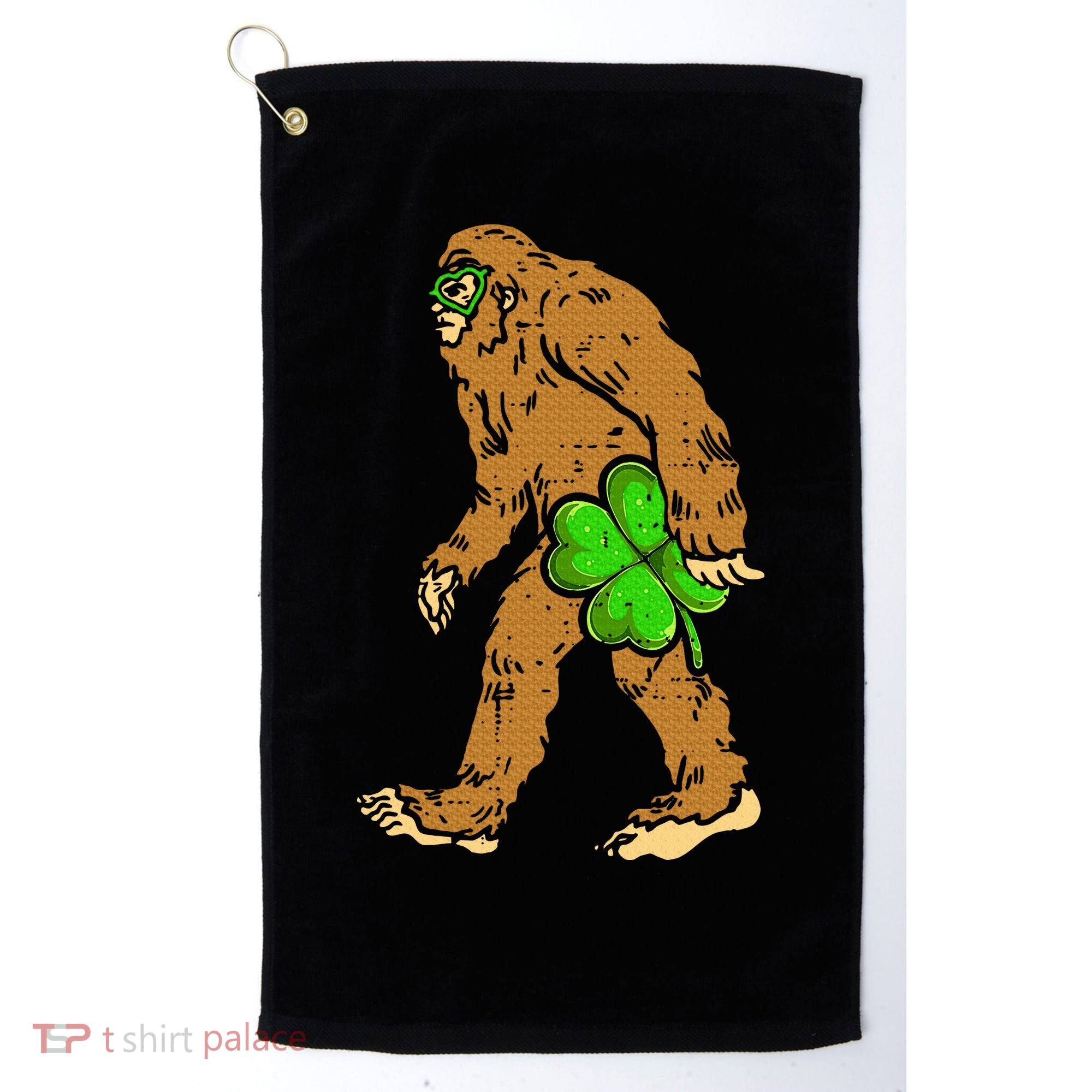 Bigfoot Shamrock Sasquatch Irish Golf Towel