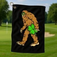 Bigfoot Shamrock Sasquatch Irish Golf Towel thumb 1