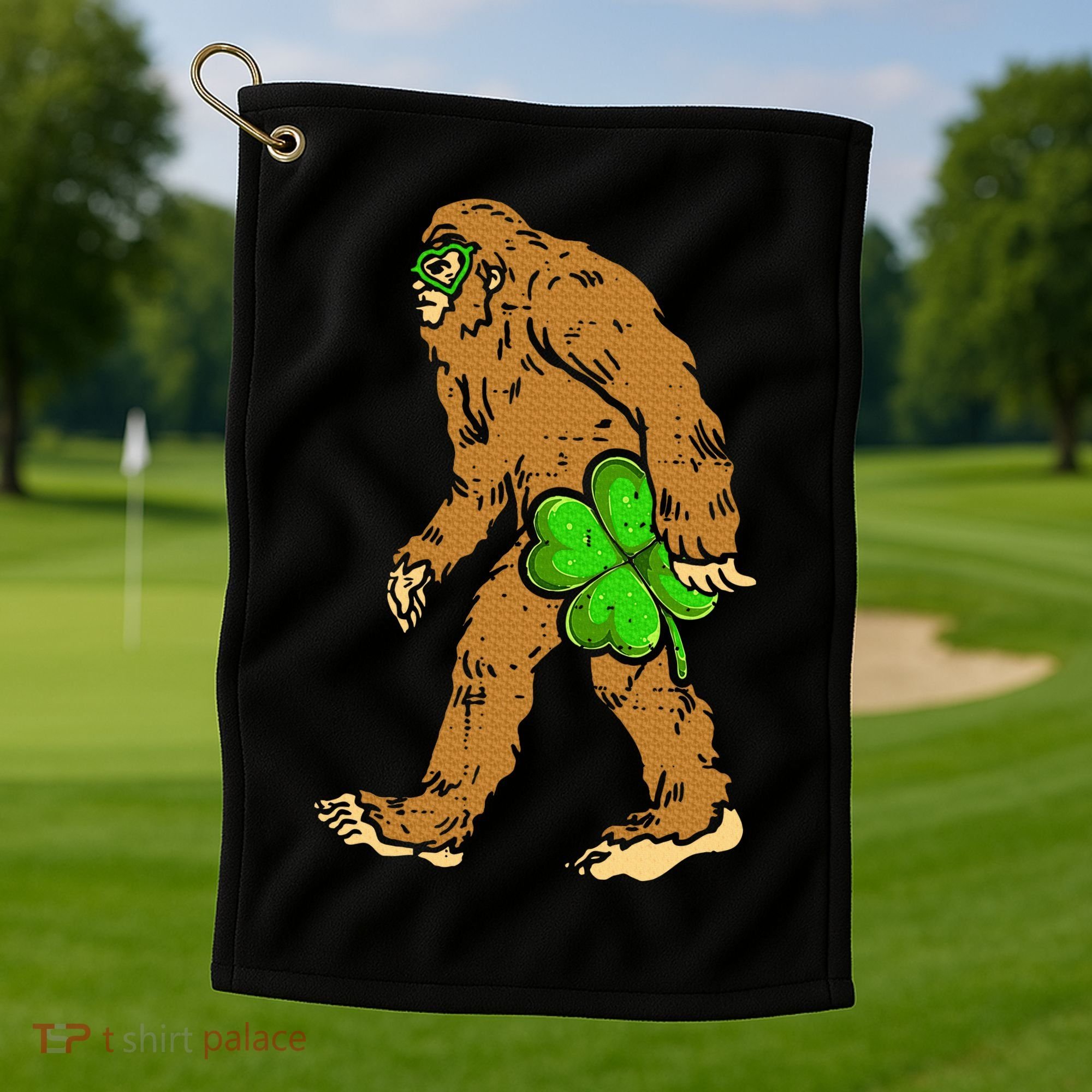 Bigfoot Shamrock Sasquatch Irish Golf Towel