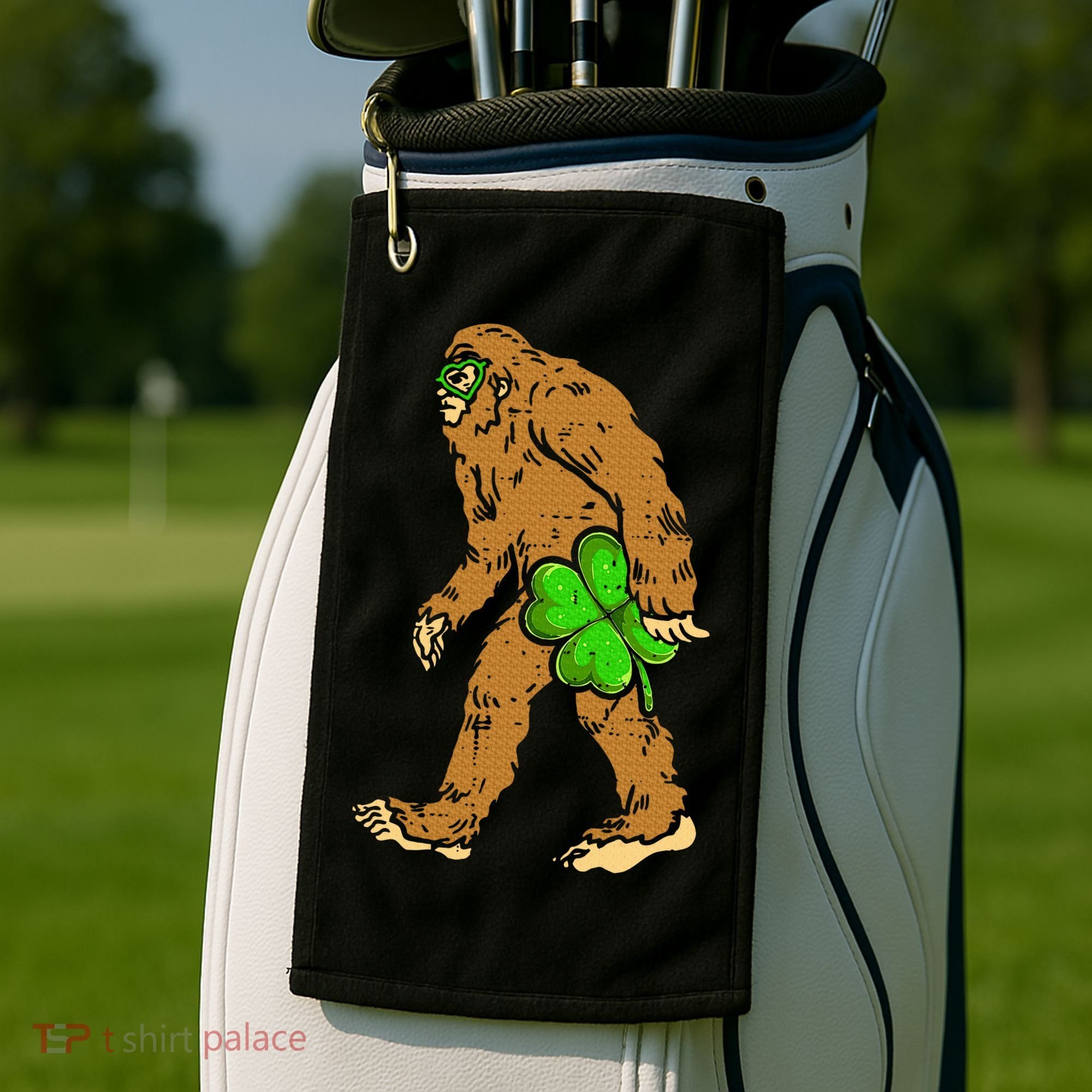 Bigfoot Shamrock Sasquatch Irish Golf Towel