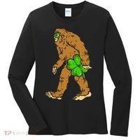 Bigfoot Shamrock Sasquatch Irish Women's Long Sleeve Shirt thumb 0