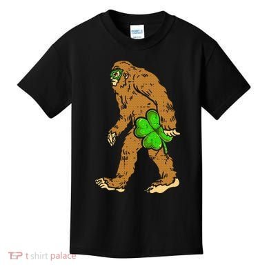Bigfoot Shamrock Sasquatch Irish Kids T-Shirt