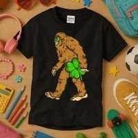 Bigfoot Shamrock Sasquatch Irish Kids T-Shirt thumb 3