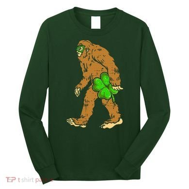 Bigfoot Shamrock Sasquatch Irish Long Sleeve Shirt