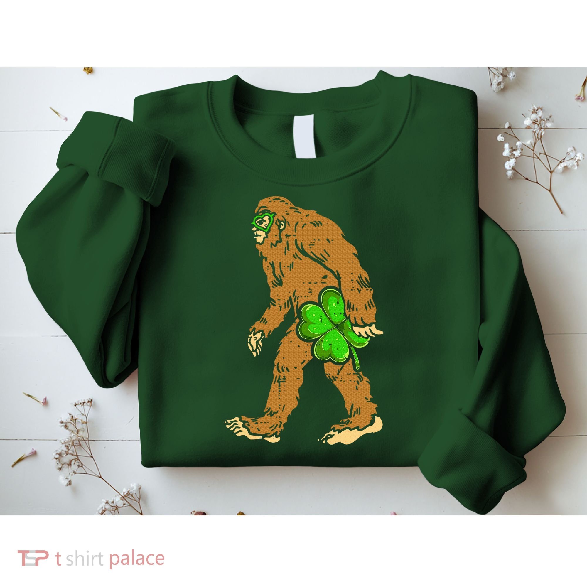 Bigfoot Shamrock Sasquatch Irish Sweatshirt