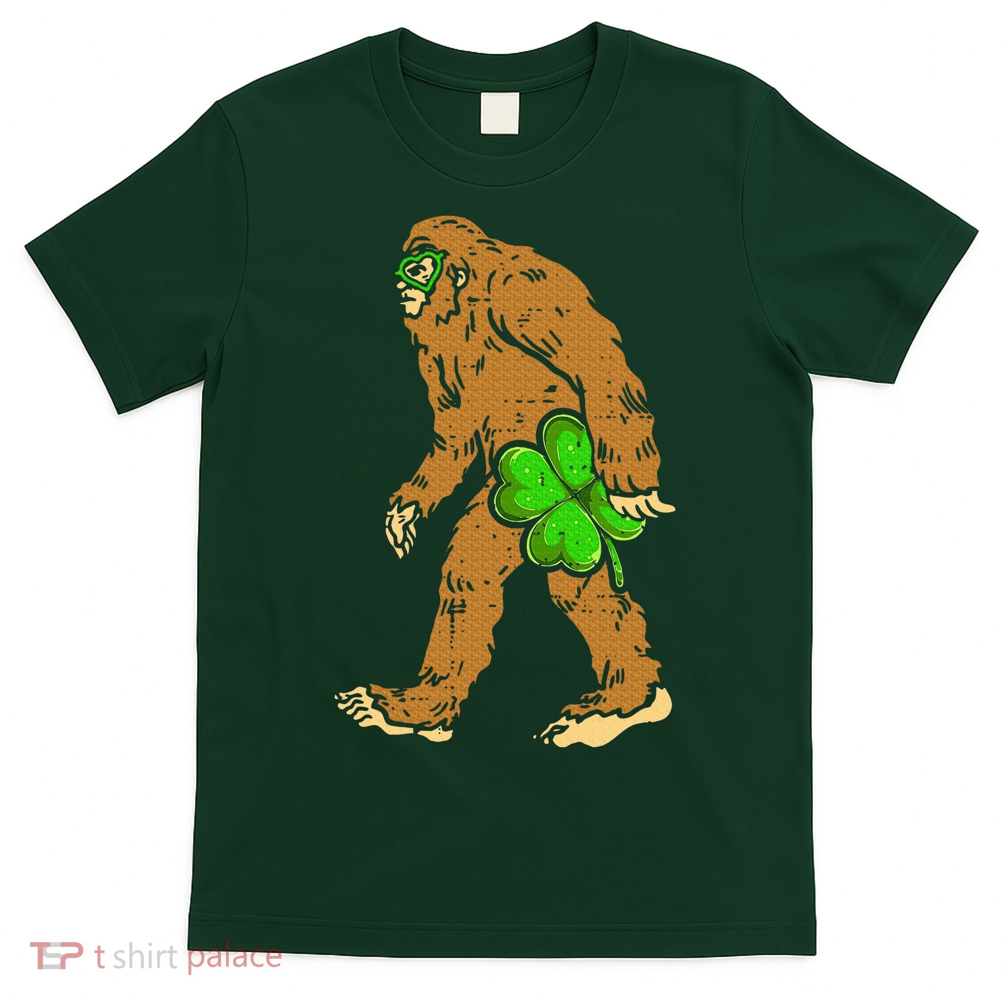 Bigfoot Shamrock Sasquatch Irish T-Shirt