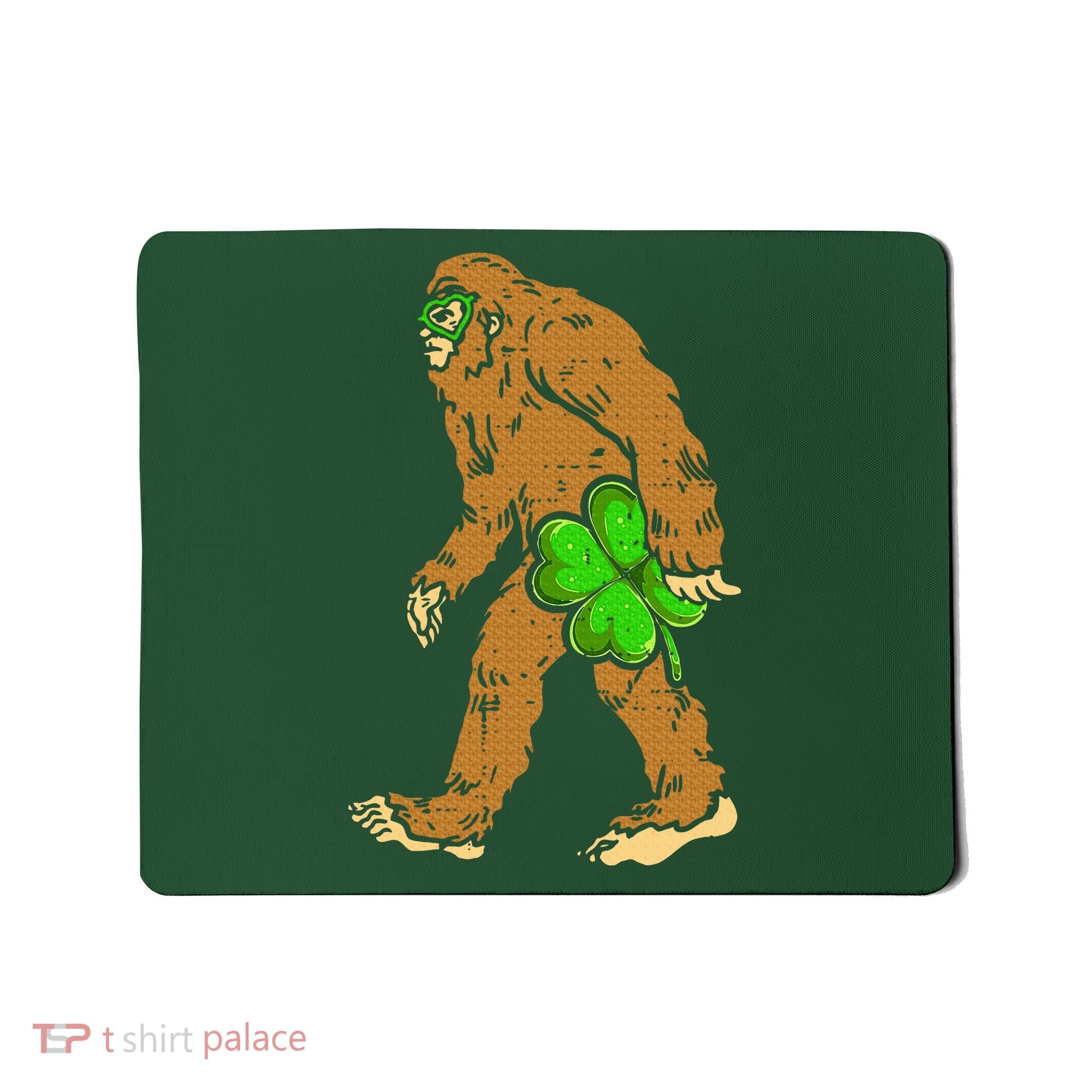 Bigfoot Shamrock Sasquatch Irish Mousepad