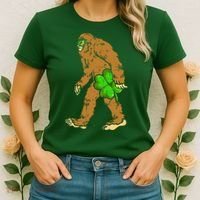 Bigfoot Shamrock Sasquatch Irish Women's T-Shirt thumb 2