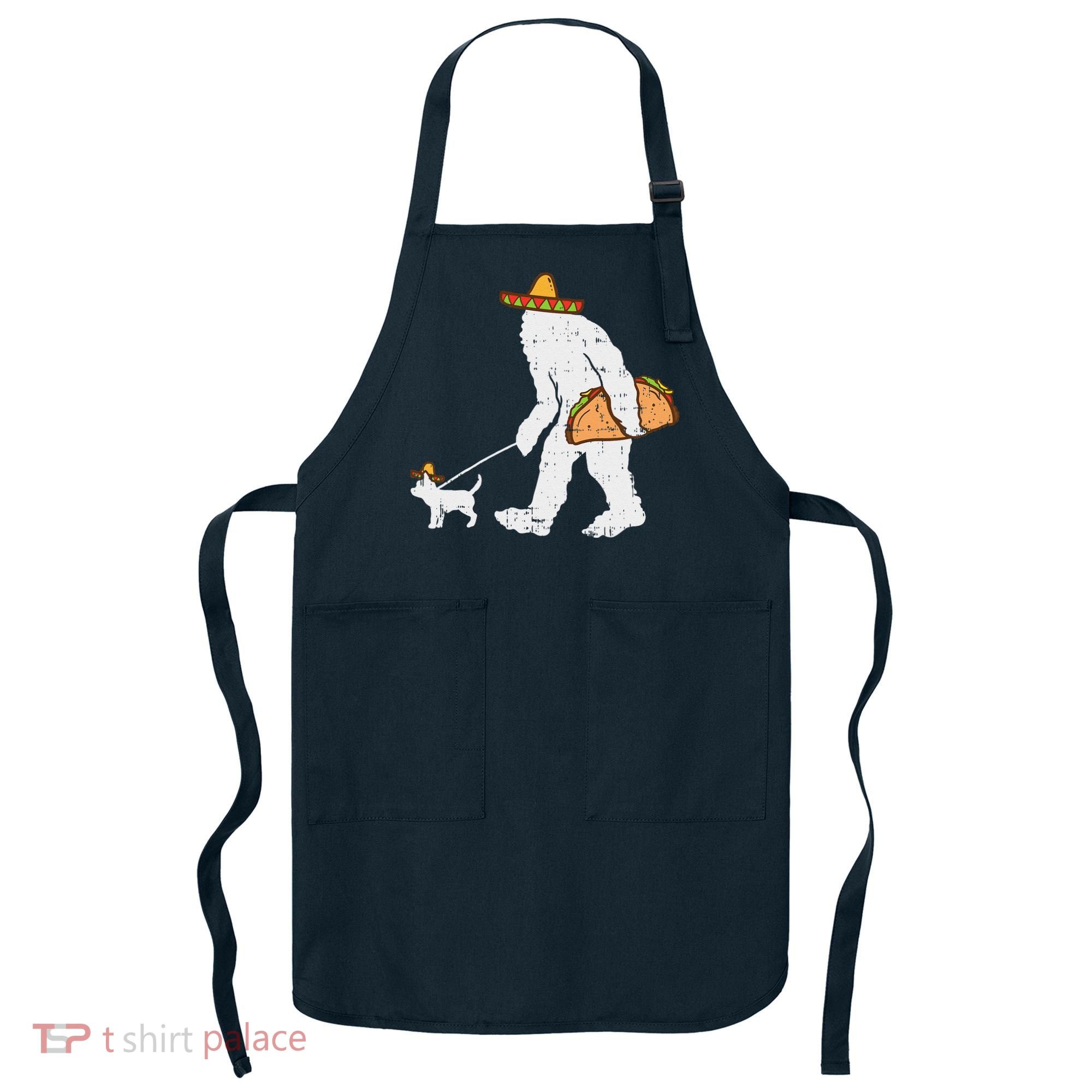 Bigfoot Sasquatch Taco Chihuahua Funny Cinco De Mayo Mexican Apron