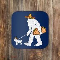 Bigfoot Sasquatch Taco Chihuahua Funny Cinco De Mayo Mexican Coaster thumb 0