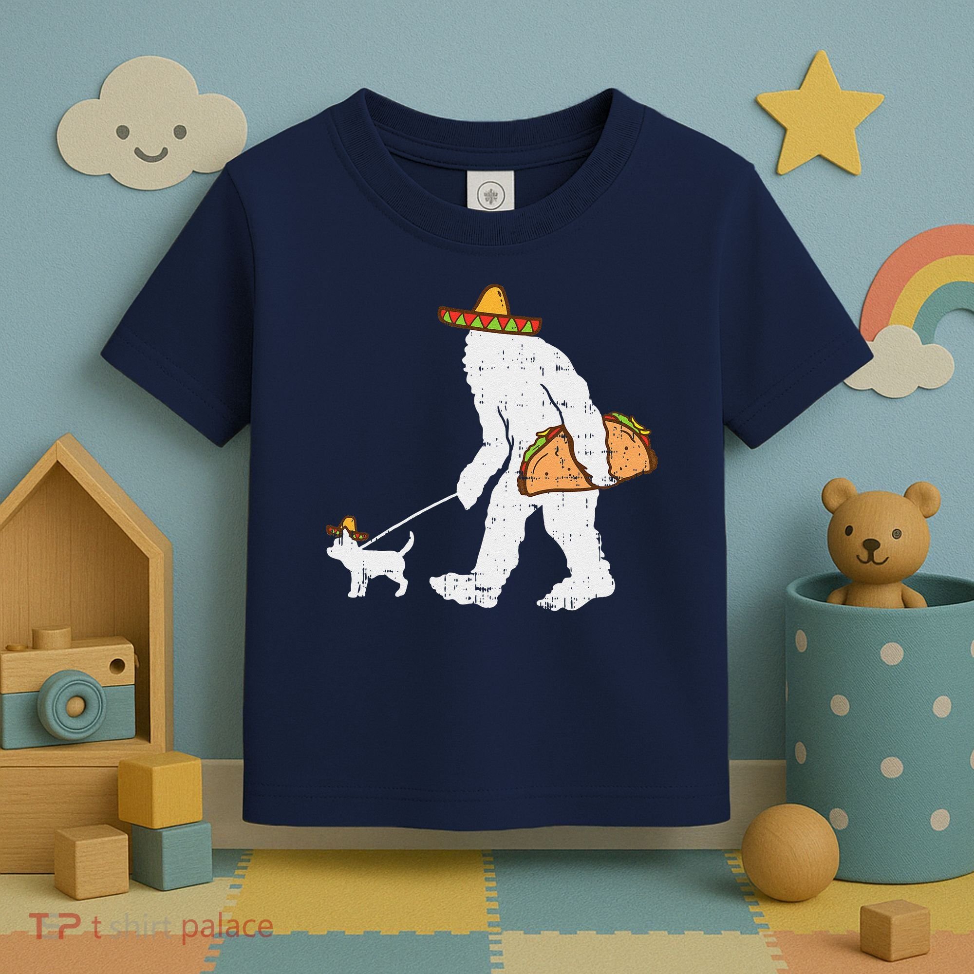 Bigfoot Sasquatch Taco Chihuahua Funny Cinco De Mayo Mexican Toddler T-Shirt