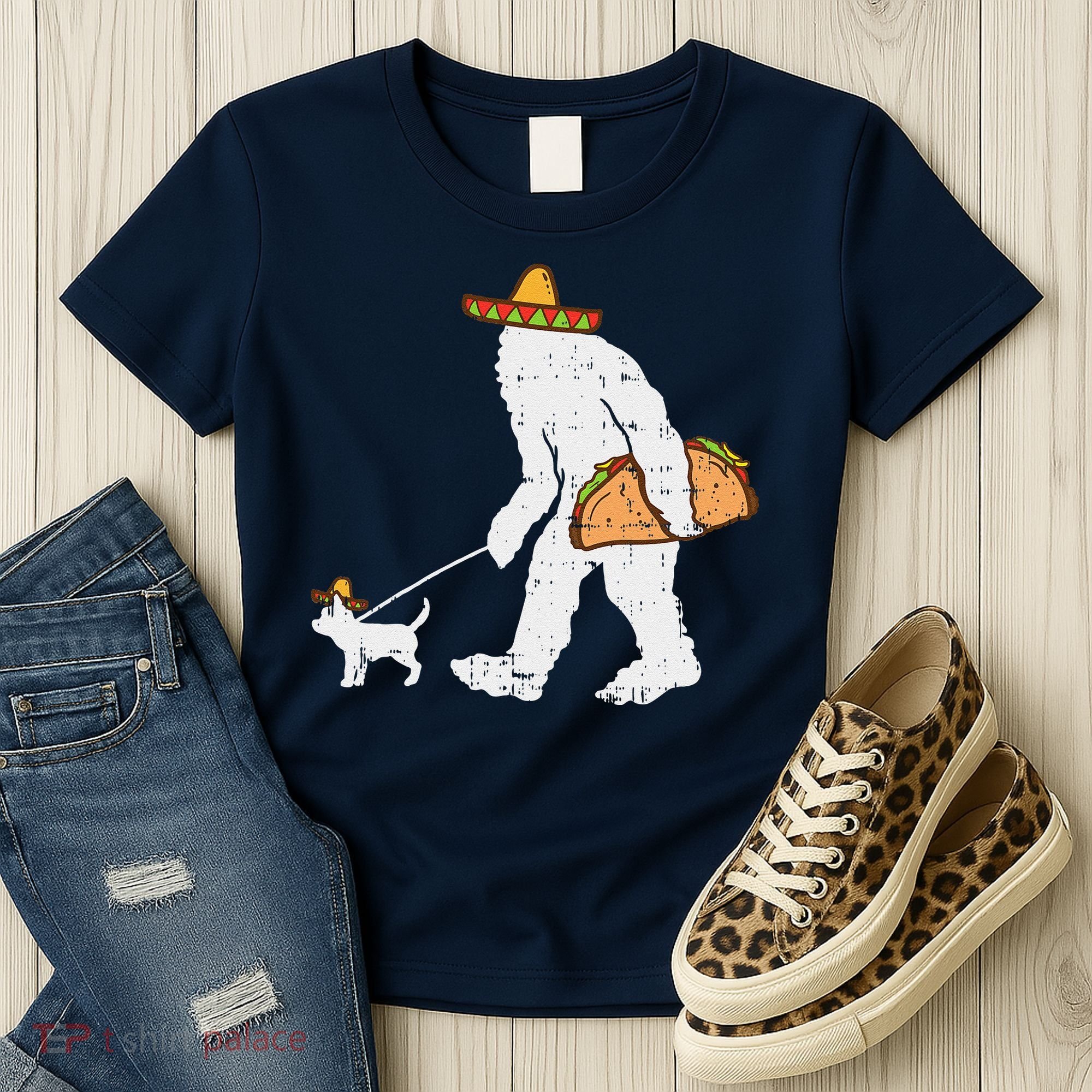 Bigfoot Sasquatch Taco Chihuahua Funny Cinco De Mayo Mexican Women's T-Shirt