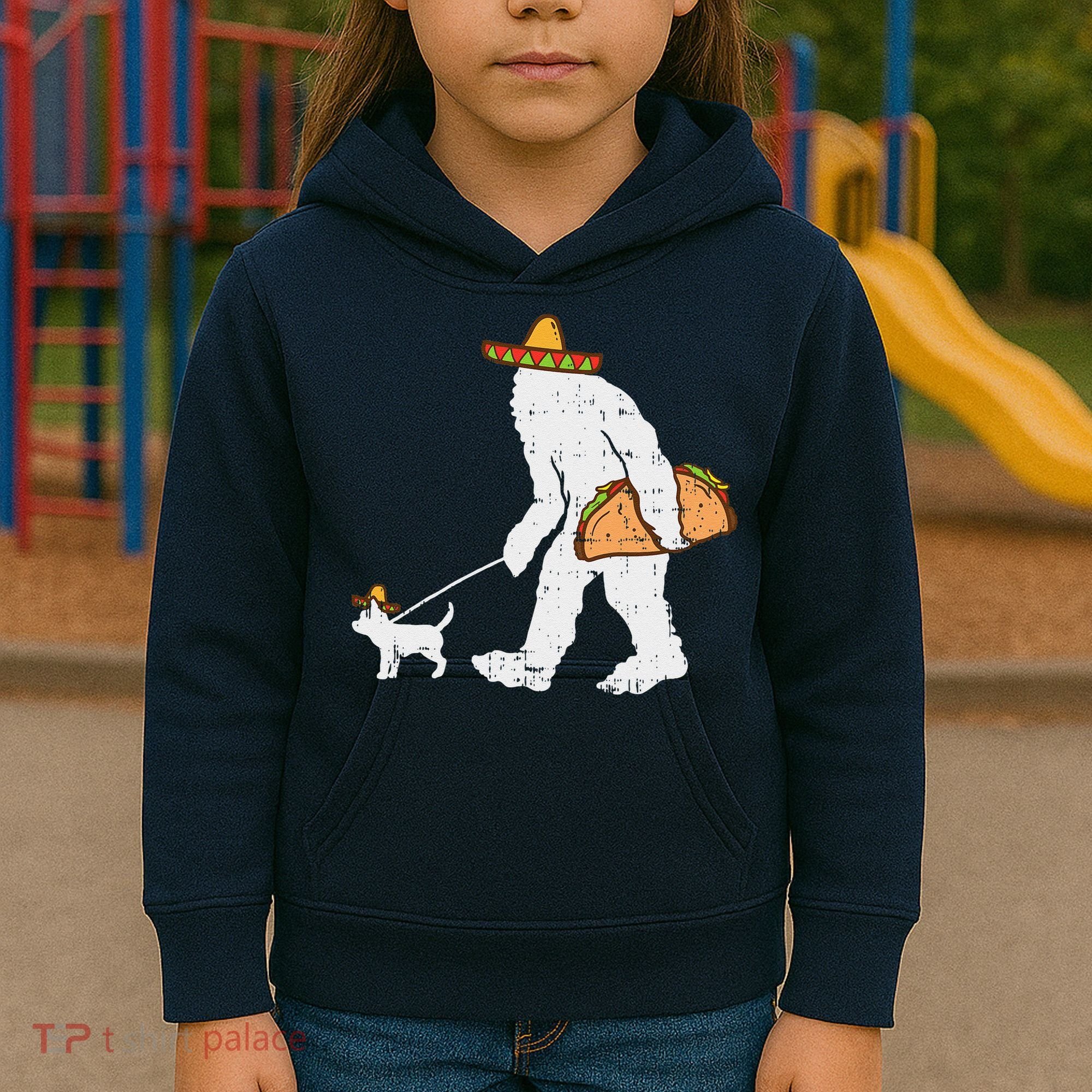 Bigfoot Sasquatch Taco Chihuahua Funny Cinco De Mayo Mexican Kids Hoodie